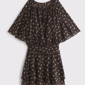 Abercrombie Angel Sleeve Sheet Mini Dress Brown Floral Medium